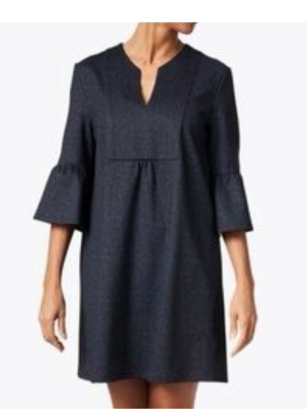 Jude Connally Kerry Shift Dress Women’s Size XS Bell Sleeves Classic Navy Denim